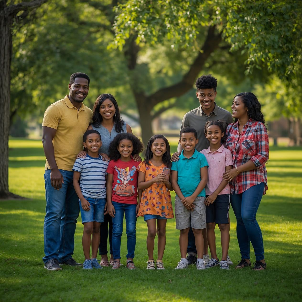 Family sitting together at home